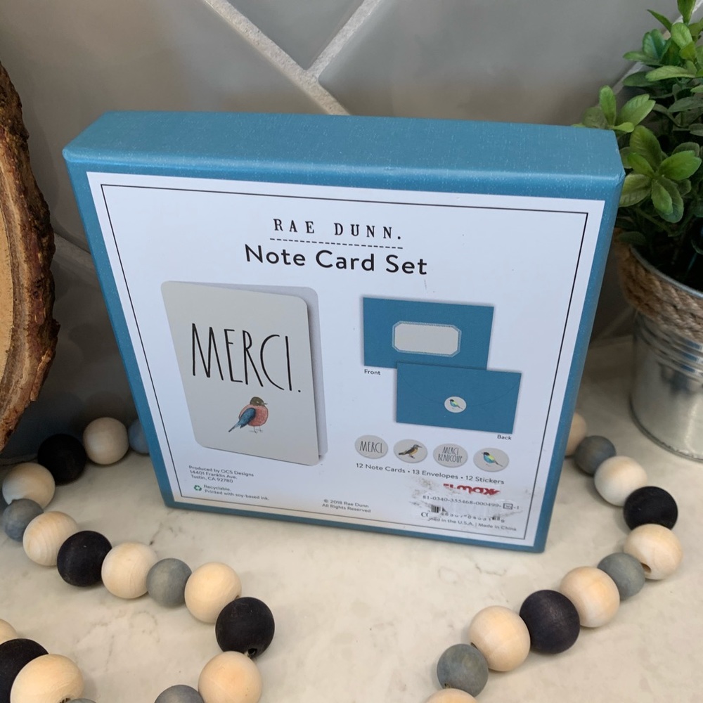 Rae Dunn MERCI Bird Note Card Sticker Set - Picture 2 of 2
